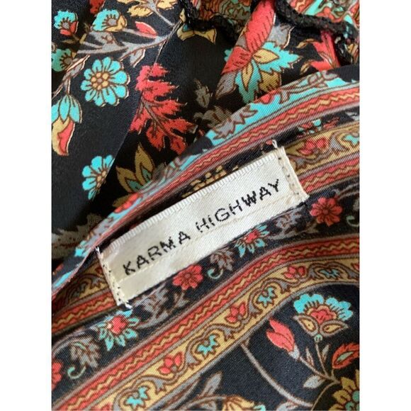 Karma Highway Floral Boho Mini Dress Black Multi OS - Picture 10 of 12